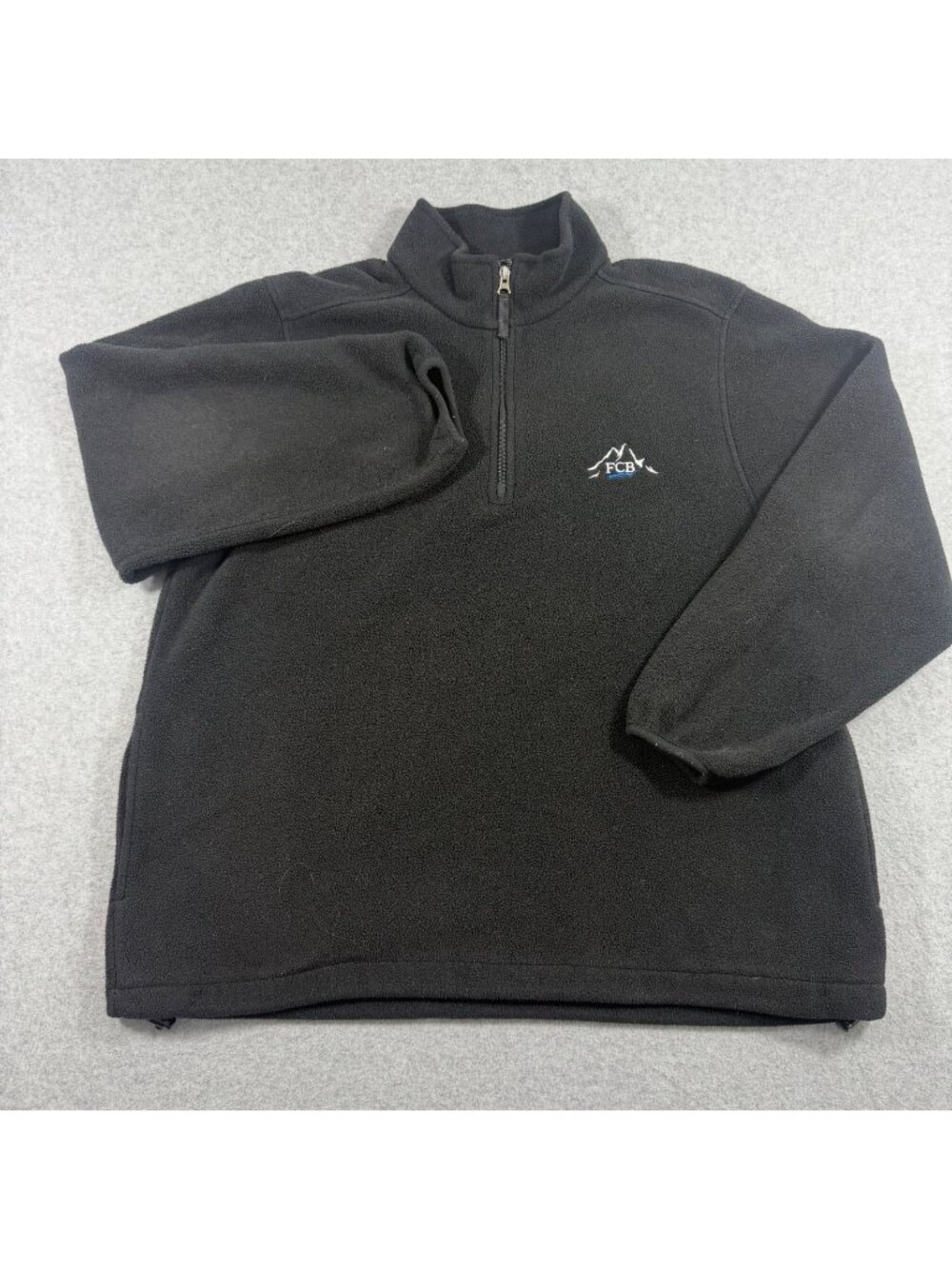 Lands’ End Women’s XL 18-20 Black Fleece Quarter Zip Pullover FCB Embroidered